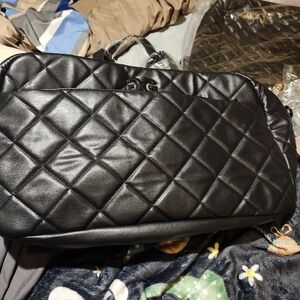 Quilted Black Carry On Shoulder Bag - Designer Style
